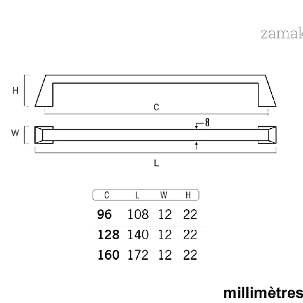 6 Un. poignées de meuble en 160MM inox mat cuisine porte tiroir armoire