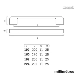 6 Un. poignées de meuble en 160MM inox mat cuisine tiroir armoire