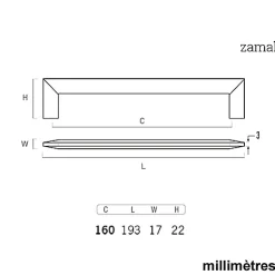6 Un. poignées de meuble en 160MM chromé cuisine porte tiroir armoire
