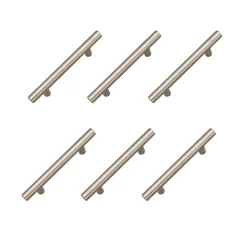 6 Un. poignées de meuble en acier inoxydable qualité AISI-304 cuisine et salle de bain- entraxe 128MM