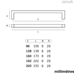 6 Un. poignées de meuble en 192MM inox mat cuisine tiroir armoire