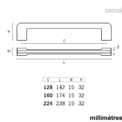 4 Un. poignées de meuble en 224MM inox mat cuisine porte tiroir armoire