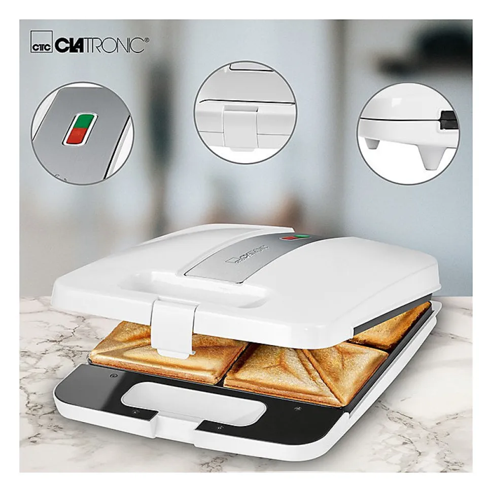 Appareil à croque Monsieur XXL Clatronic ST 3629 Blanc