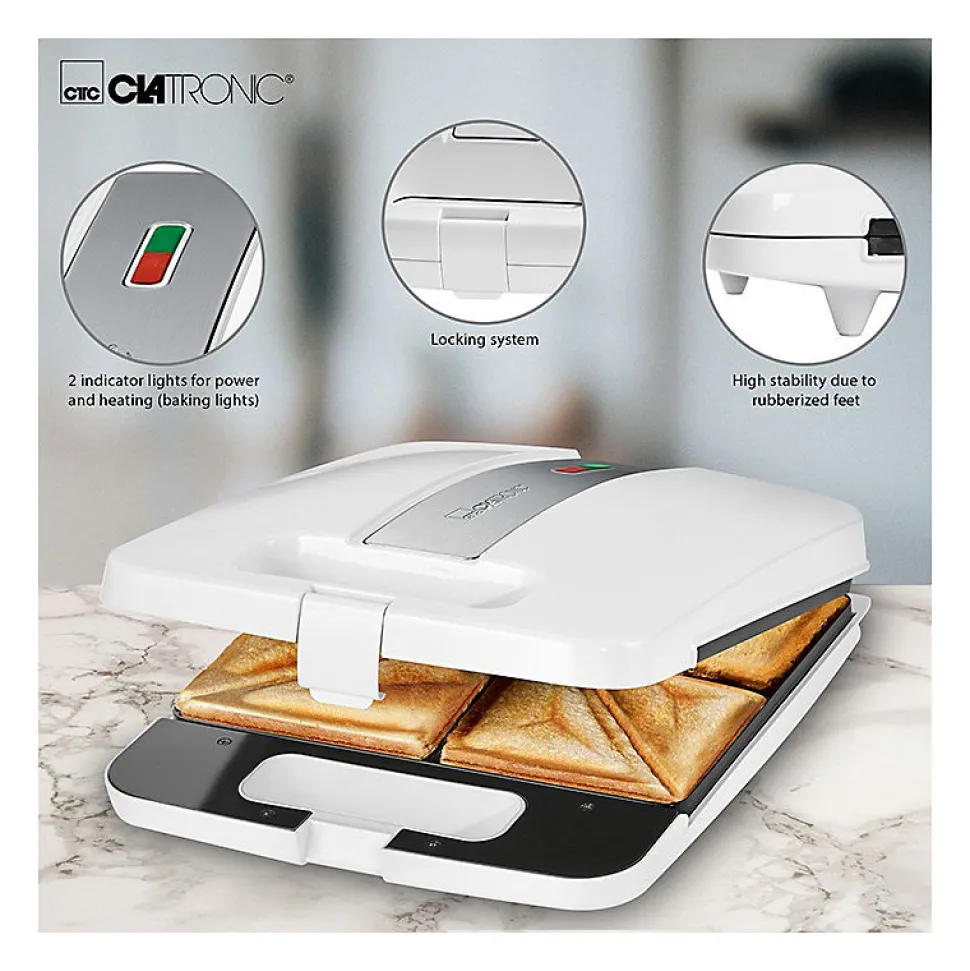 Appareil à croque Monsieur XXL Clatronic ST 3629 Blanc