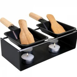 Appareil à raclette à la bougie en métal, spatules et bougies incluses - 2 personnes - Linxor