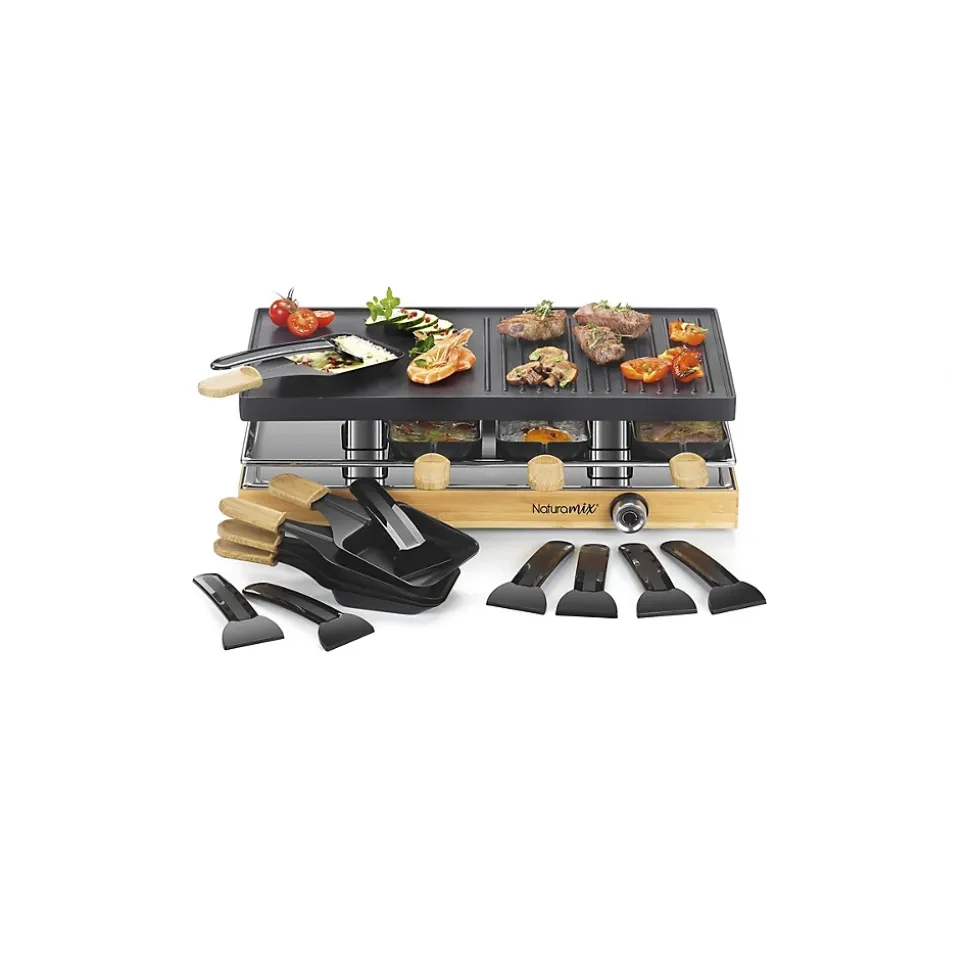 Appareil à raclette 8 personnes 1200w gril Naturamix RAC.WOOD-8