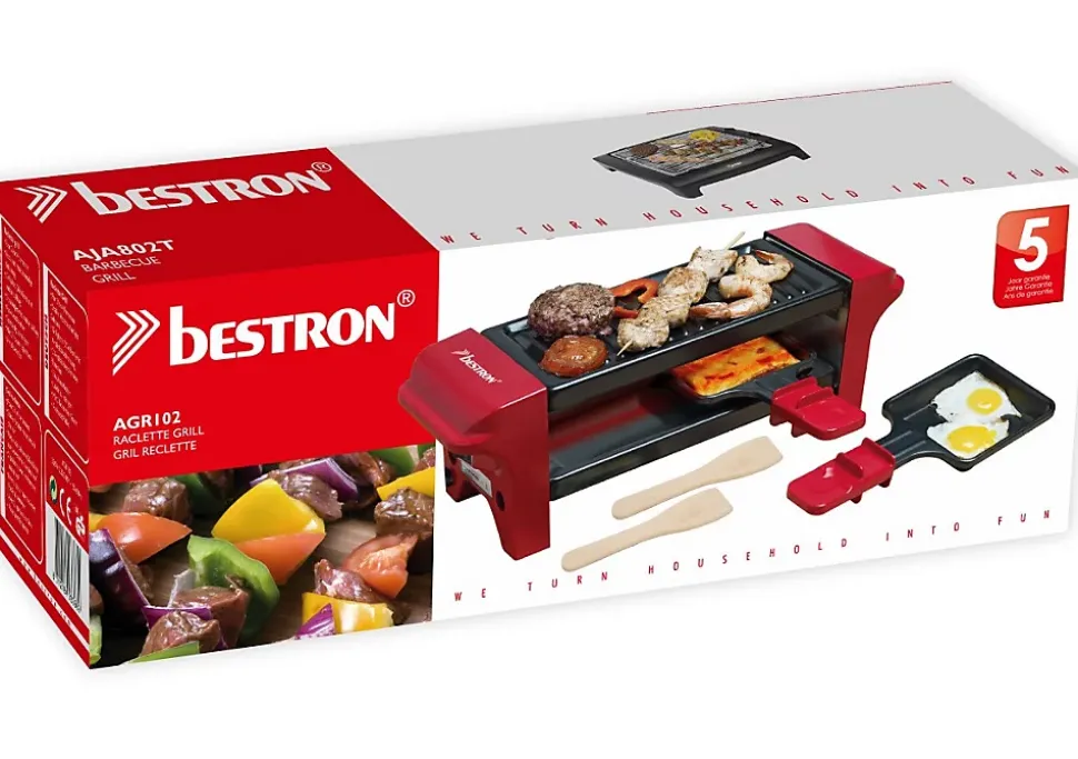 Appareil à raclette 2 personnes 350w + gril noir/rouge Bestron AGR102