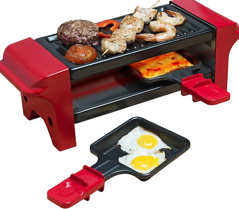 Appareil à raclette 2 personnes 350w + gril noir/rouge Bestron AGR102