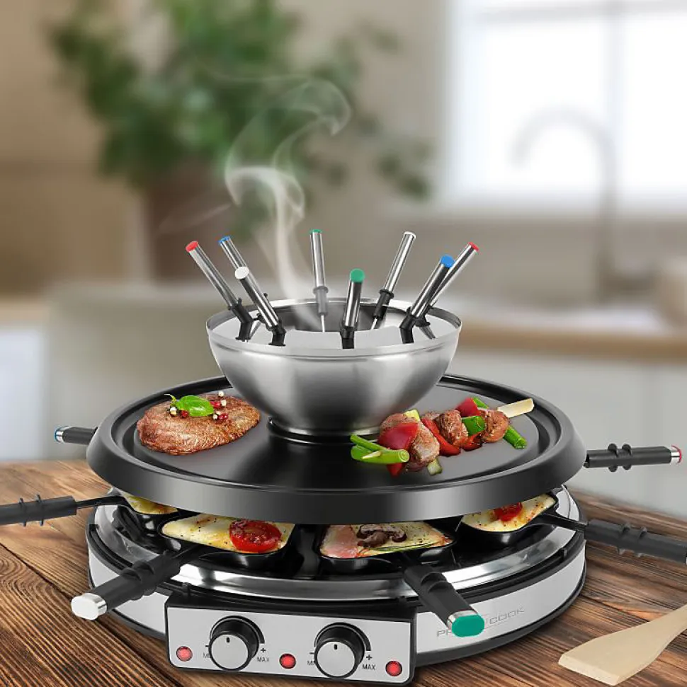 Appareil à raclette et fondue 8 personnes Proficook PC-RG/FD1245