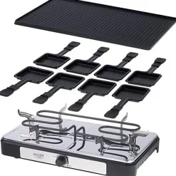 Appareil à Raclette électrique ADLER AD6616 avec poêle -Gril plancha sans fumée de style moderne pour 8 personnes 1400W