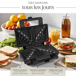 Appareil à sandwichs antiadhésif et résistant à la chaleur 1000W