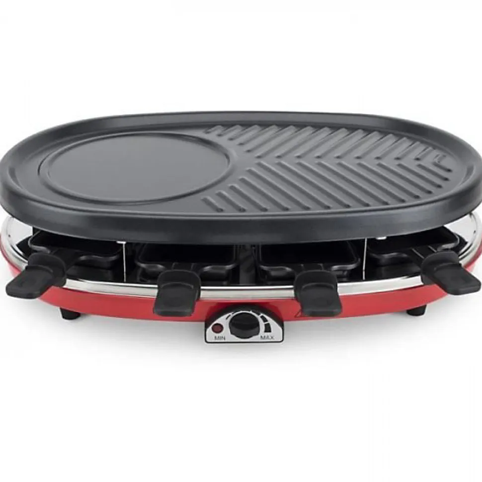 Appareil a Raclette 4 en 1 HKoeNIG - RP418 - Juqu'a 8 personnes - 3 plaques interchangeables - Température réglable - 1500W