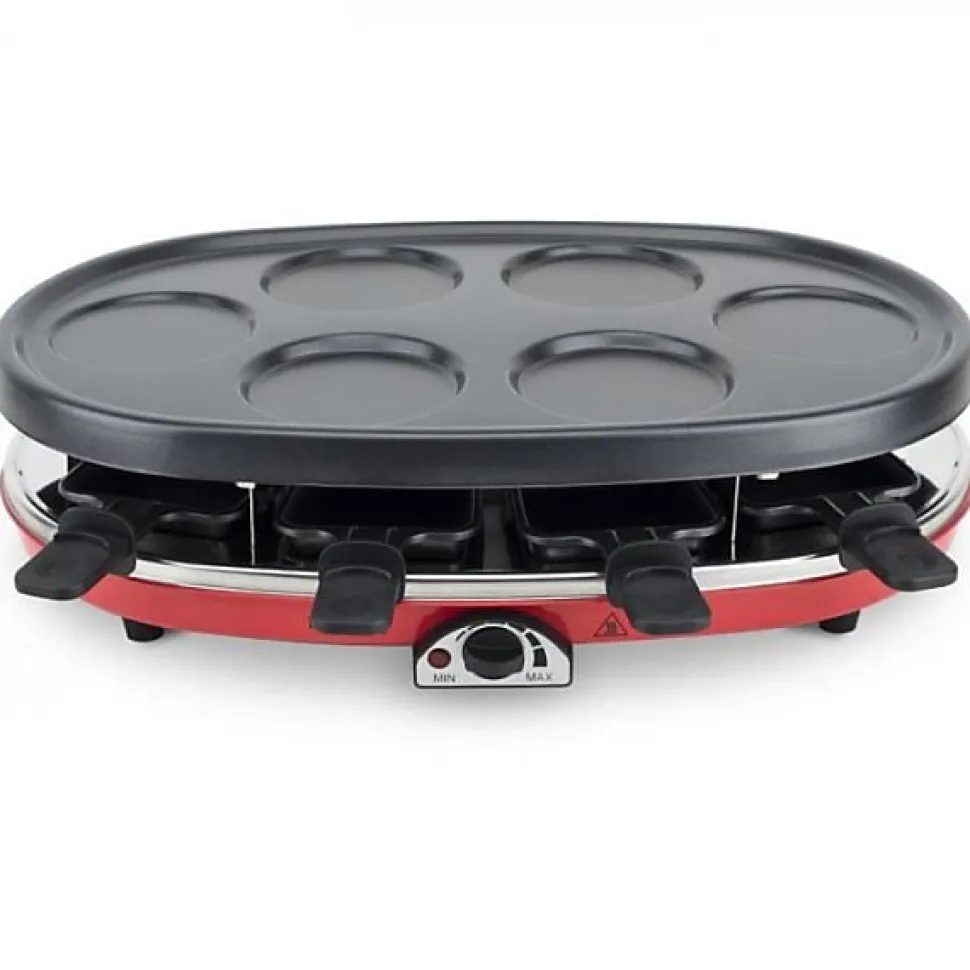 Appareil a Raclette 4 en 1 HKoeNIG - RP418 - Juqu'a 8 personnes - 3 plaques interchangeables - Température réglable - 1500W