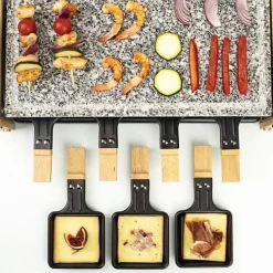 Appareil a Raclette et pierre a cuire HKoeNIG - WOD8 - 8 personnes - 1200W - Design bois