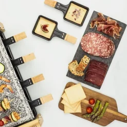 Appareil a Raclette et pierre a cuire HKoeNIG - WOD8 - 8 personnes - 1200W - Design bois