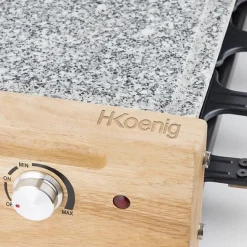 Appareil a Raclette et pierre a cuire HKoeNIG - WOD8 - 8 personnes - 1200W - Design bois