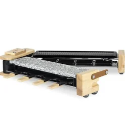 Appareil a Raclette HKoeNIG - WOD360 - Jusqu'a 8 personnes - Pierre a cuire base rotative - Design bois - 1400W