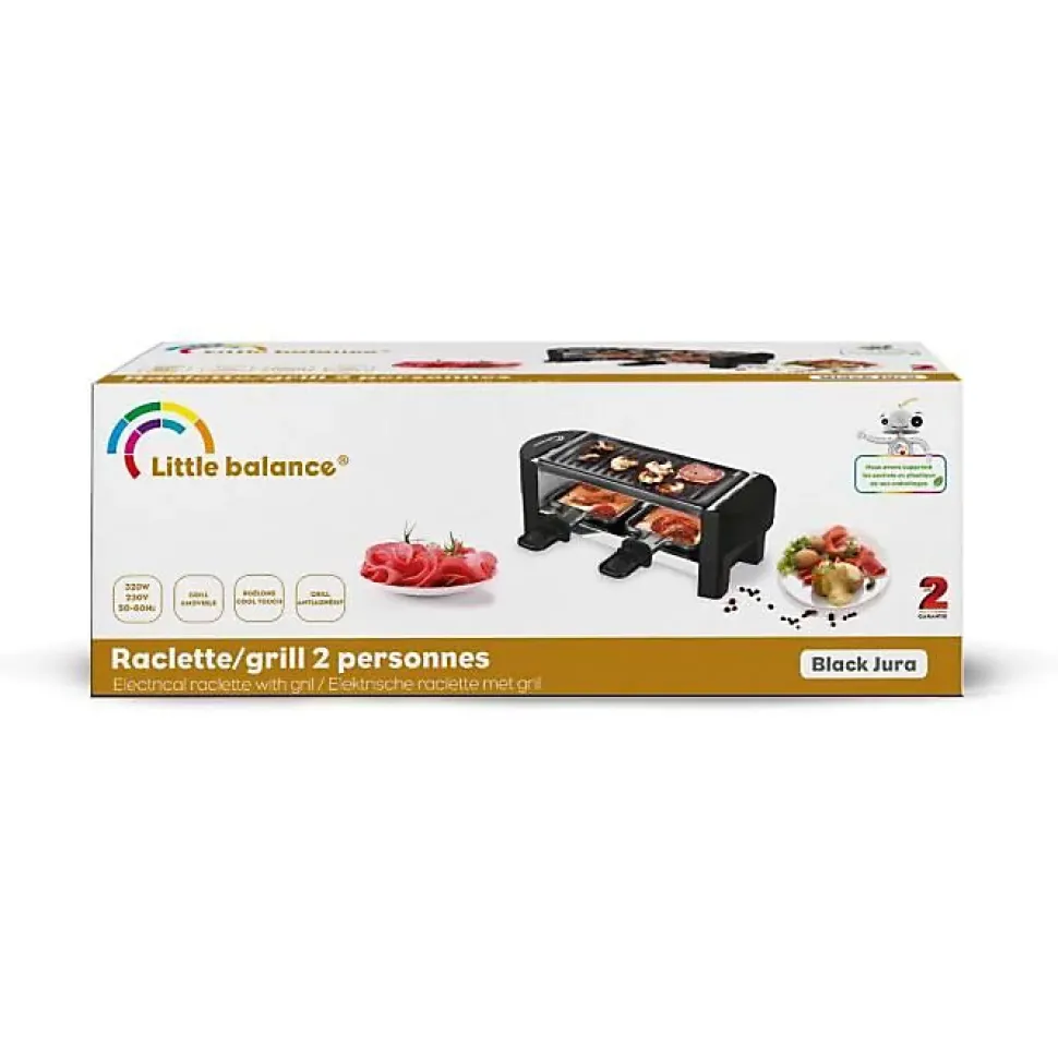 Appareil a raclette - LITTLE BALANCE - Juste nous 2 - 350 W - 2 personnes - Blanc / Noir