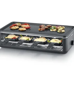 Appareil a raclette - SEVERIN - RG2365 - 8 personnes - Plaque de cuisson céramique 48 x 24 cm - Gril raclette 1300 W - Noir