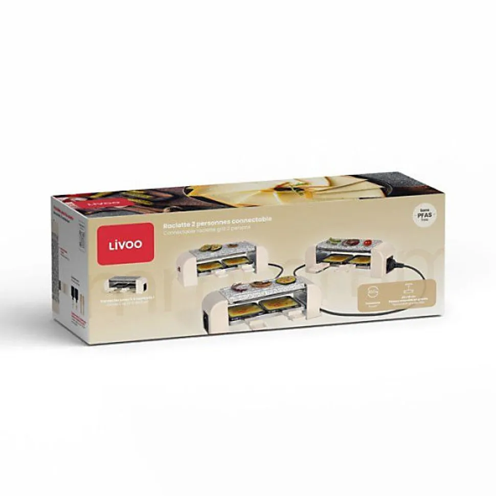 Appareil a raclette Livoo DOC310C 2 personnes 450 W creme