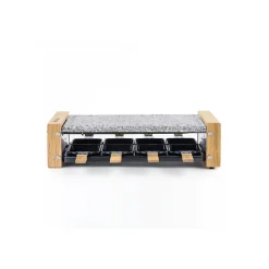 Appareil a raclette/grill HKoeNIG - 8 personnes - Design bois - Surface de cuisson 38x19,5 cm - Puissance 1200W