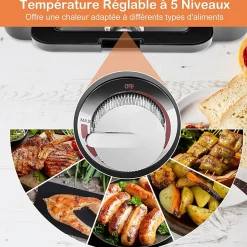 Appareil Croque Monsieur 3 en 1 pour Gaufres, Croques et Sandwichs, Température Réglable 5 Niveaux Protection Surchauffe