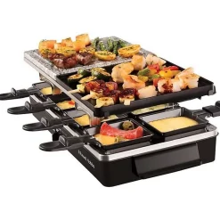 Appareil Raclette Russell Hobbs - 26280-56 - Multifonction 3 en 1 - 8 Personnes - 1400W - Pierre de Cuisson - Grill Réversible