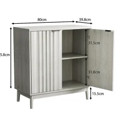 Armoire à bords rainurés, buffet indépendant,armoire en bois,gris,lavable,étagères réglables