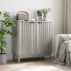 Armoire à bords rainurés, buffet indépendant,armoire en bois,gris,lavable,étagères réglables