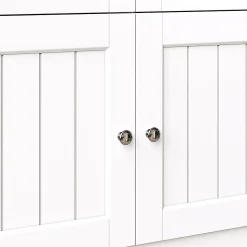 Armoire de cuisine,140x40x175cm,blanc/noir,haute buffet vitrine étagères réglables éclairage LED couleurs variables