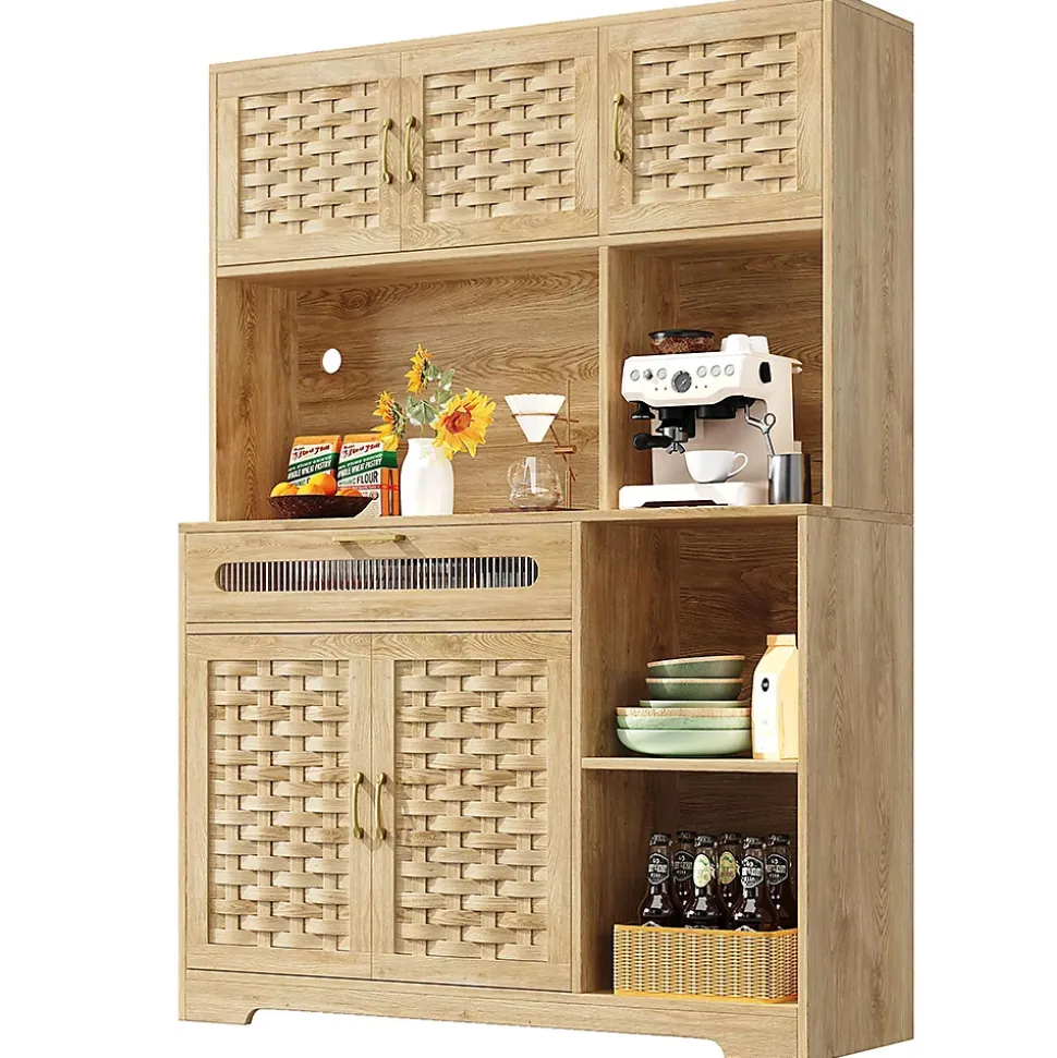 Armoire de salon, de cuisine et de salle à manger,120x40x180cm, MDF tissé, avec tiroirs, portes et éclairage LED