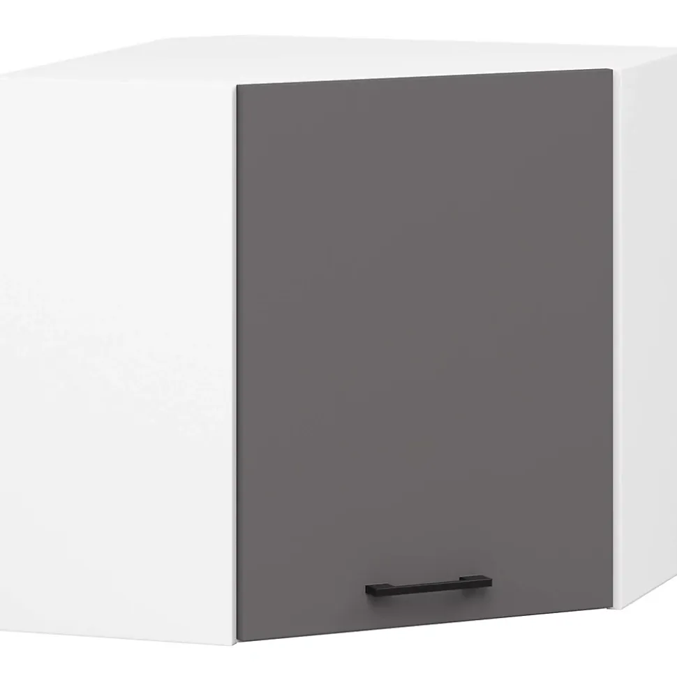 Armoires de cuisine AKORD d'angle haute W60 OLIWIA Blanc 60 cm 1 porte façade Gris Graphite 2 étagères 60x30x58 cm