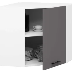 Armoires de cuisine AKORD d'angle haute W60 OLIWIA Blanc 60 cm 1 porte façade Gris Graphite 2 étagères 60x30x58 cm