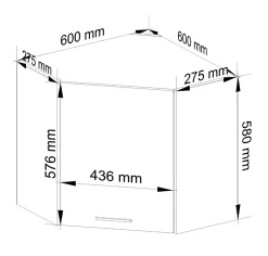 Armoires de cuisine AKORD d'angle haute W60 OLIWIA Blanc 60 cm 1 porte façade Gris Graphite 2 étagères 60x30x58 cm