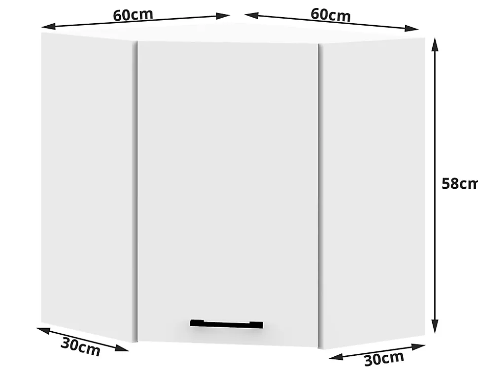 Armoires de cuisine AKORD d'angle haute W60 OLIWIA Blanc 60 cm 1 porte 2 étagères 60x30x58 cm