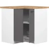 Armoires de cuisine basse AKORD S90 d'angle OLIWIA Blanc 90 cm 2 portes façade Gris Graphite 2 étagères 90x46x85 cm