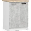 Armoires de cuisine basse AKORD S60 OLIWIA modulable Blanc 60 cm 2 portes façade Béton 2 étagères 60x46x85 cm
