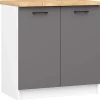 Armoires de cuisine basse AKORD S80 OLIWIA Blanc 80 cm 2 portes façade Gris Graphite 2 étagères 80x46x85 cm