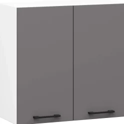 Armoires de cuisine haute AKORD W60 OLIWIA Blanc 60 cm 2 portes façade Gris Graphite 2 étagères 60x30x58 cm