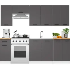 Armoires de cuisine haute AKORD W40 OLIWIA H720 Blanc 40 cm 1 porte façade Gris Graphite 2 étagères 40x30x72 cm