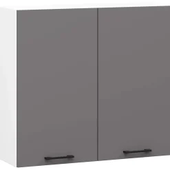 Armoires de cuisine haute AKORD W80 OLIWIA H720 Blanc 80 cm 2 portes façade Gris Graphite 2 étagères 80x30x72 cm