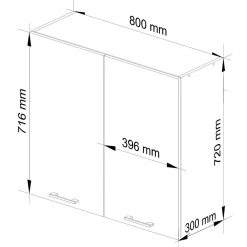 Armoires de cuisine haute AKORD W80 OLIWIA H720 Blanc 80 cm 2 portes façade Gris Graphite 2 étagères 80x30x72 cm