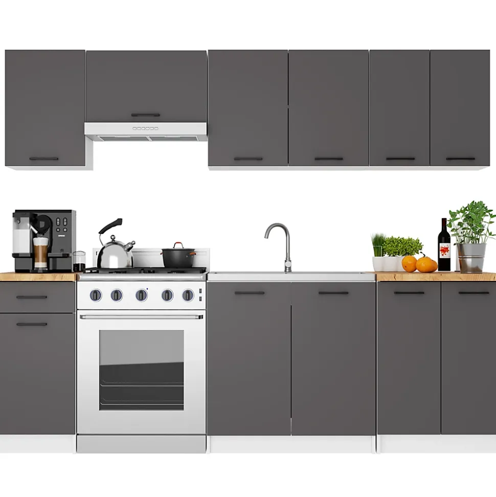 Armoires de cuisine haute AKORD W80 OLIWIA H720 Blanc 80 cm 2 portes façade Gris Graphite 2 étagères 80x30x72 cm