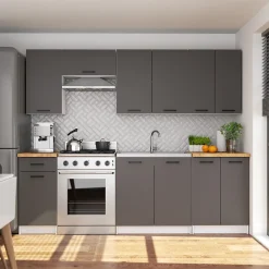 Armoires de cuisine haute AKORD W80 OLIWIA H720 Blanc 80 cm 2 portes façade Gris Graphite 2 étagères 80x30x72 cm