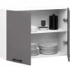 Armoires de cuisine haute AKORD W80 OLIWIA Blanc 80 cm 2 portes façade Gris Graphite 2 étagères 80x30x58 cm