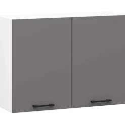 Armoires de cuisine haute AKORD W80 OLIWIA Blanc 80 cm 2 portes façade Gris Graphite 2 étagères 80x30x58 cm