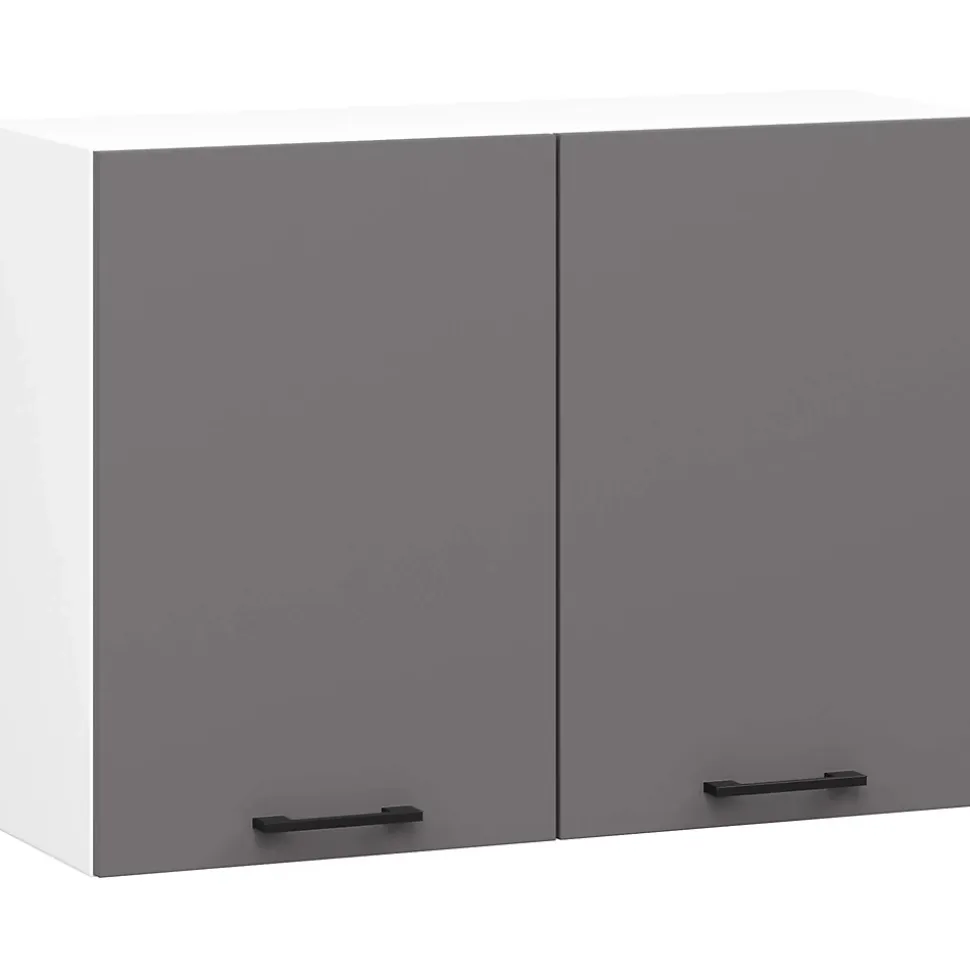 Armoires de cuisine haute AKORD W80 OLIWIA Blanc 80 cm 2 portes façade Gris Graphite 2 étagères 80x30x58 cm
