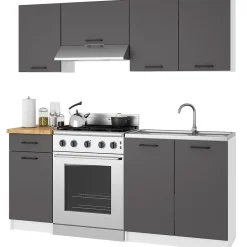 Armoires de cuisine haute AKORD W80 OLIWIA Blanc 80 cm 2 portes façade Gris Graphite 2 étagères 80x30x58 cm