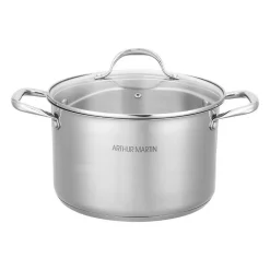 Arthur Martin Marmite 32 cm Acier inoxydable 12 litres Couvercle verre Tous feux
