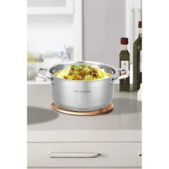 Arthur Martin Marmite 32 cm Acier inoxydable 12 litres Couvercle verre Tous feux